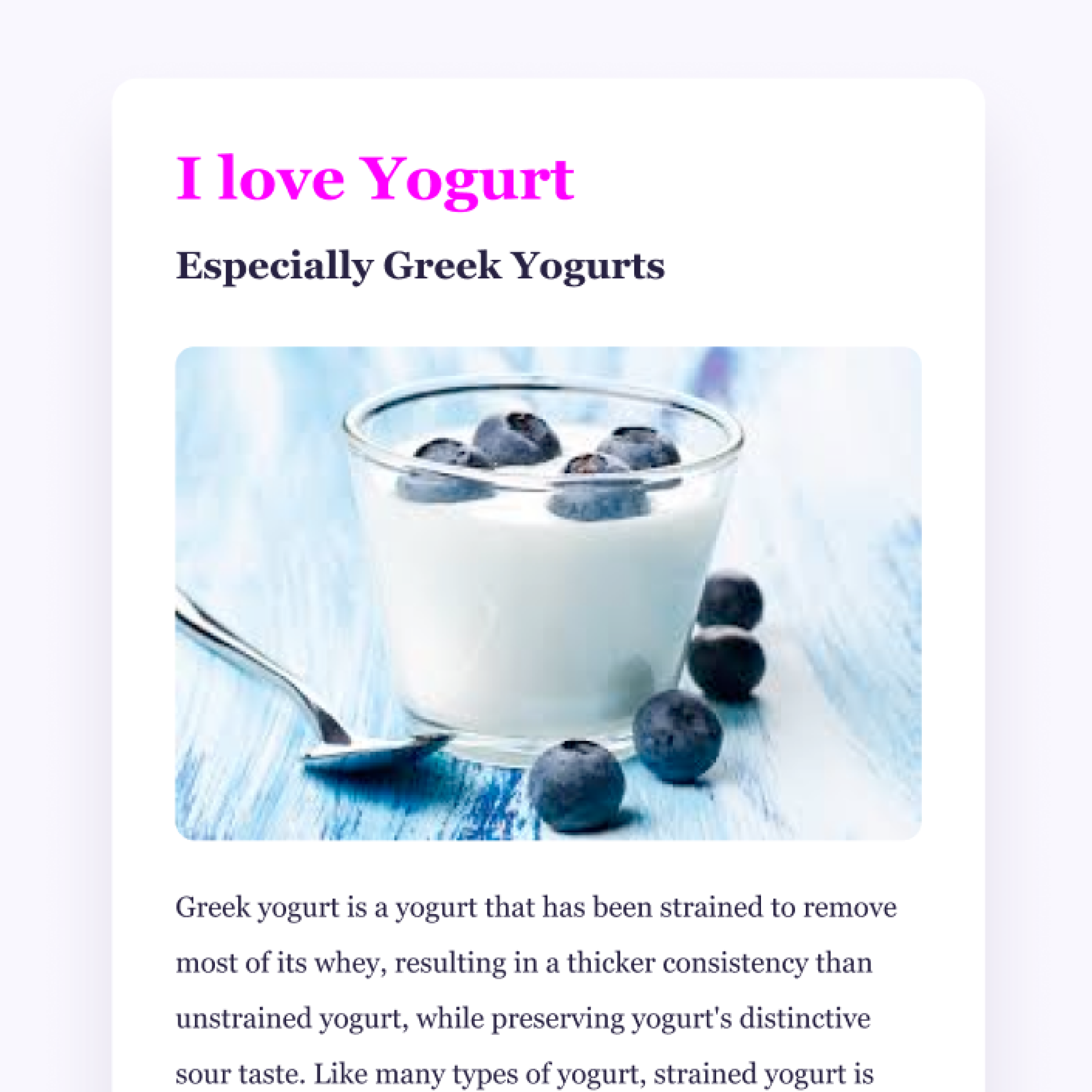 Yogurt app preview